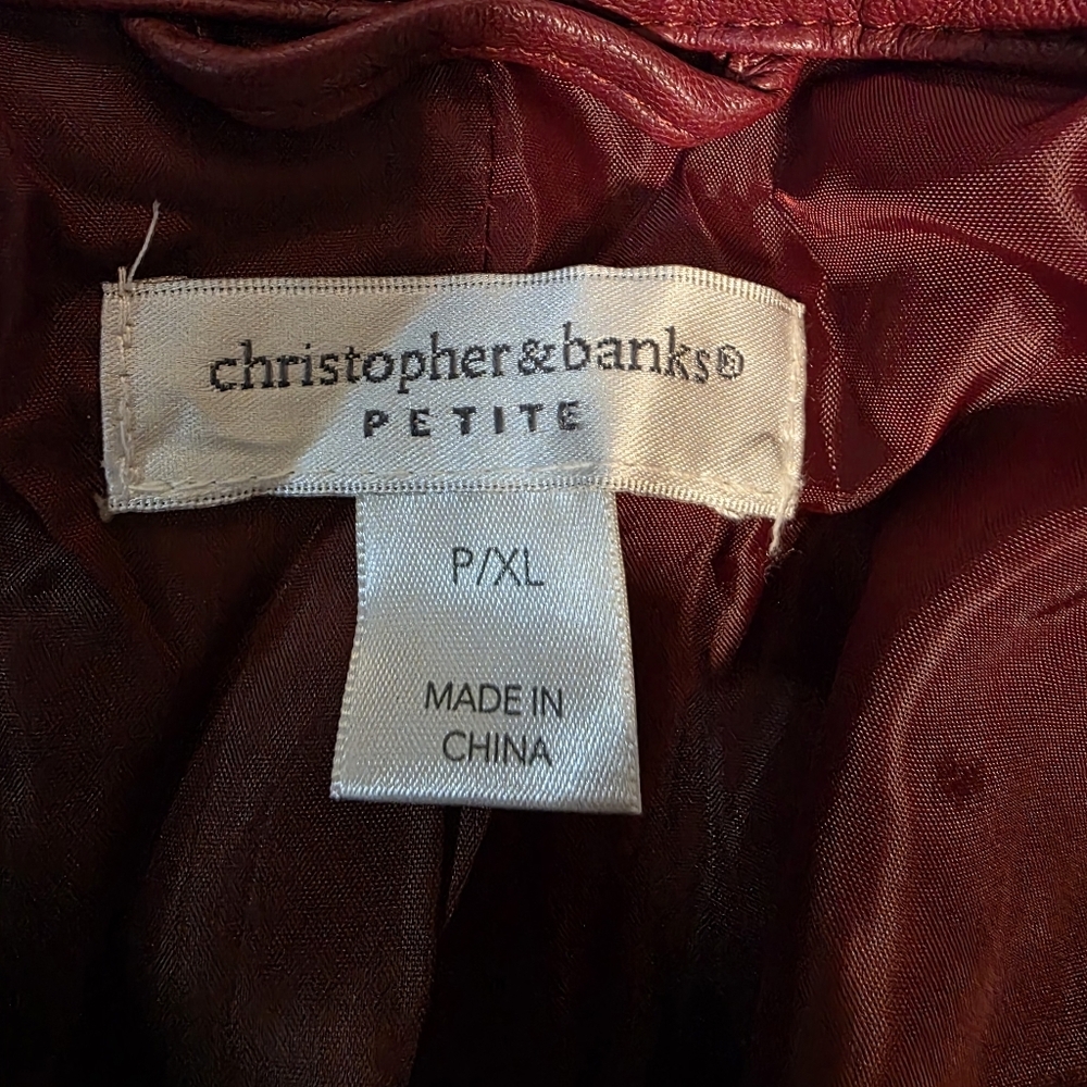 Christopher & Banks Red Leather Jacket - Picture 2 of 4
